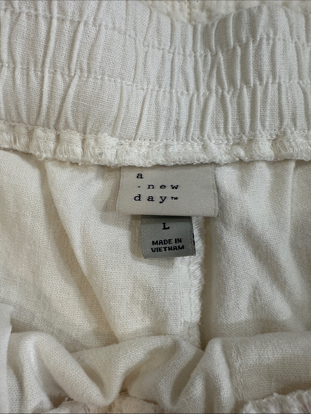 A new Day Large Linen Blend Pant Women's White Wide-Leg Like New Drawstring - Picture 2 of 5